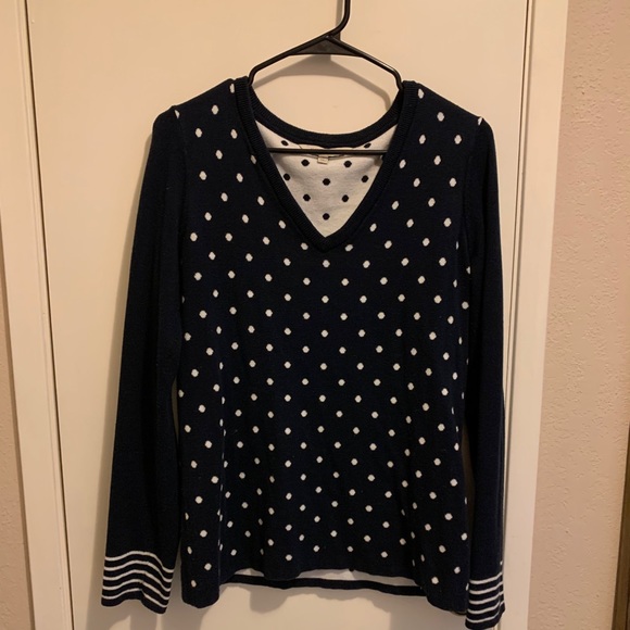 Navy blue sweater with white polka dots - Picture 1 of 4